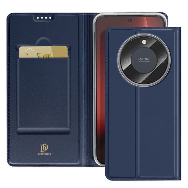 Fodral med lock för Honor Magic 8 Lite med kortfack, Skin Pro-serien Dux Ducis, Mörkblå Blå