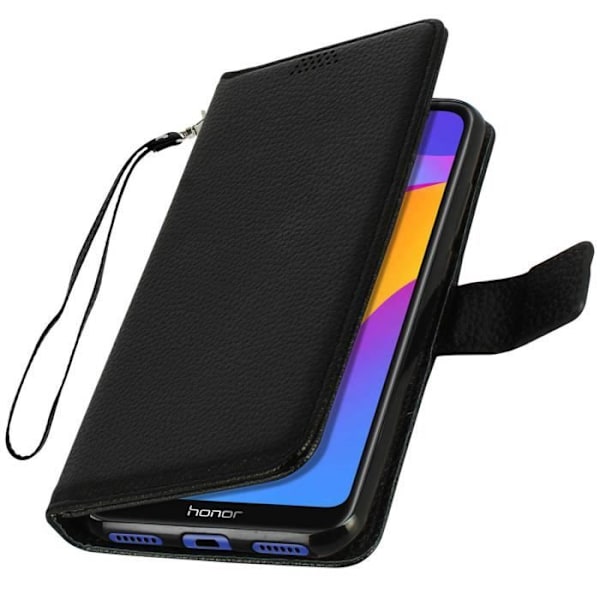 Housse Folio - AVIZAR - Huawei Y6 2019 / Honor 8A - Øko-læder - Sort - Videostøtte Svart