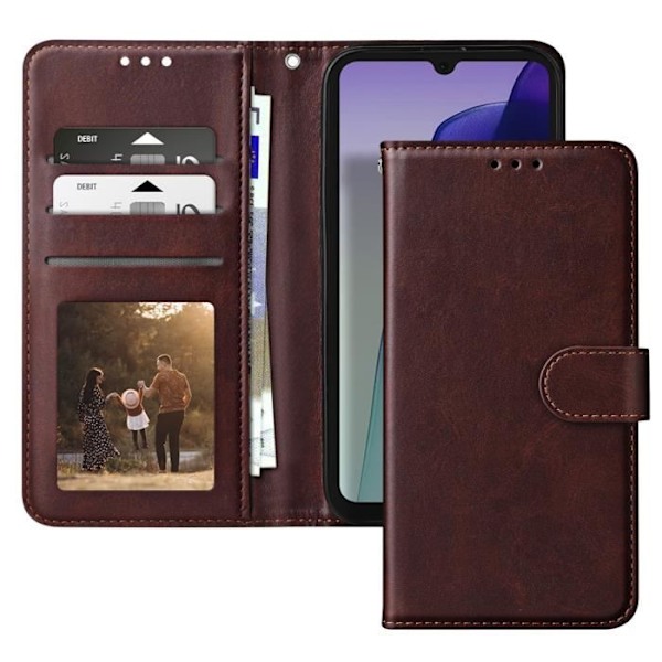 Fodral till Xiaomi Redmi 14C - AVIZAR - Wallet Flip och stabilt videostöd - Mörkbrun kastanj