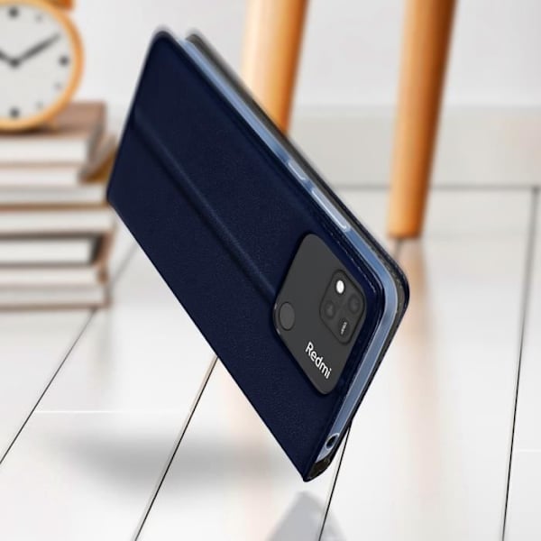 Xiaomi Redmi 10A Fodral - AVIZAR - Hållare för videostödskort - Magnetisk flip - Midnattsblå Nattblått