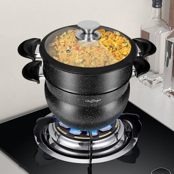 Marmite till Couscous - Cheffinger - 6L - Non-sticky - Marmoreringseffekt - Stötsäker Svart