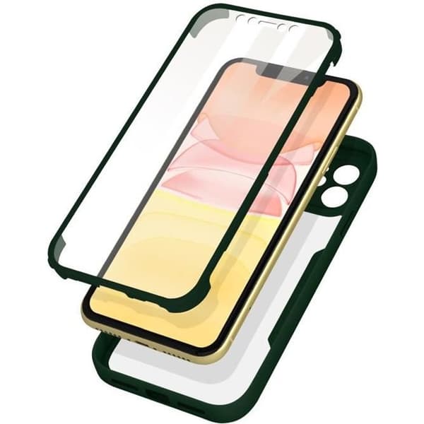 Helt cover - AVIZAR - iPhone 11 - Plexiglas bagside - Polymer front - Forstærkede hjørner Grön