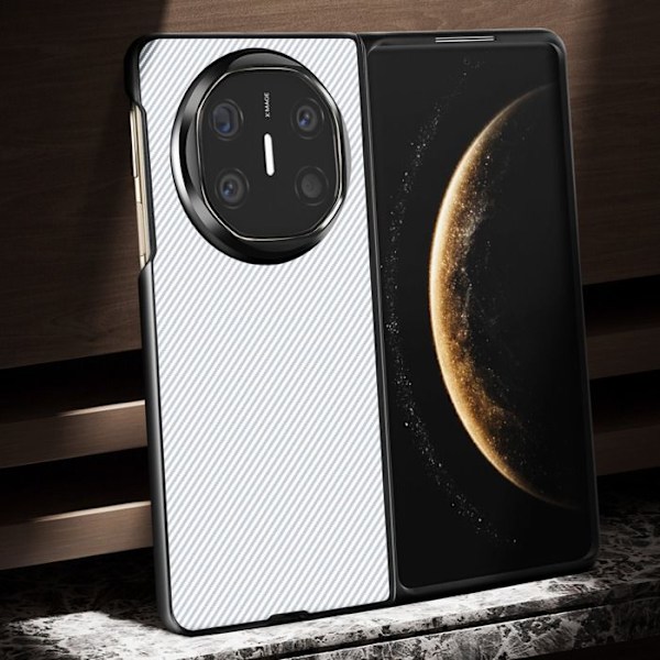 Coque i kolför radar Huawei Mate X6 Vävd Läder Silikon Kant Vit Vit