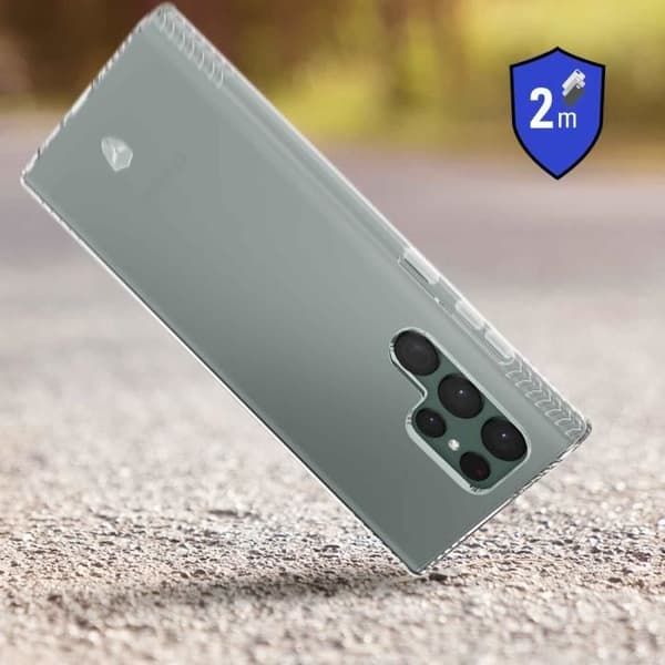 Mobilskal - FORCE CASE - Galaxy S22 Ultra - Förstärkt - Stötdämpande 2m - Transparent Vit