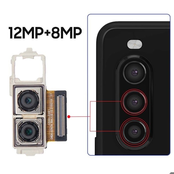 Bagkamera til Sony Xperia 10 II 12MP + 8MP Sort Svart