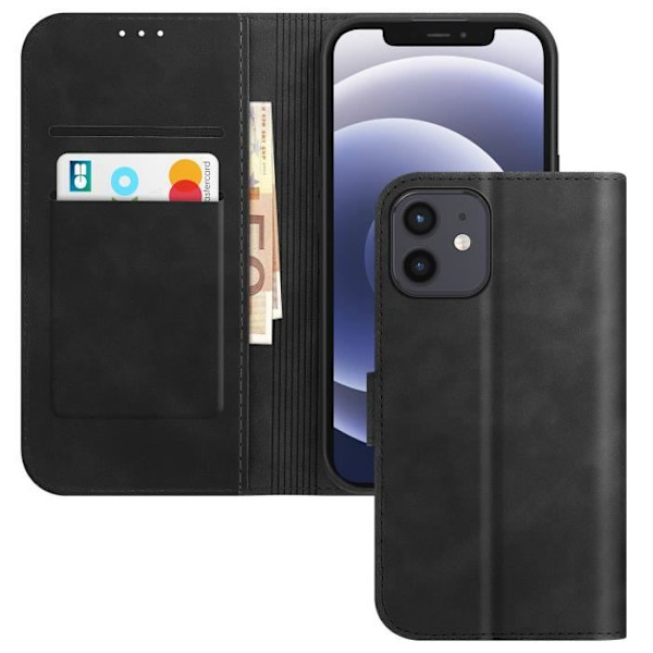 Fodral för iPhone 12 Wallet Flip Video Support Svart Svart