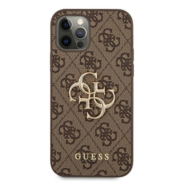 Guess 4G Big Metal Logo - kotelo iPhone 12:lle / iPhone 12 Prolle (ruskea)