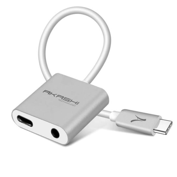 USB-C lyd- og opladningsadapter til USB-C / 3,5 mm-stik hun Akashi Sølvgrå