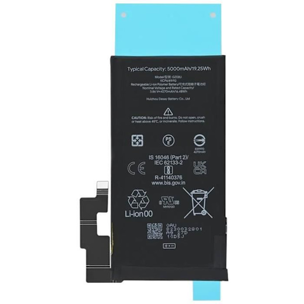 Internt batteri - GOOGLE - Pixel 7 Pro - 5000mAh - Litiumjon - GMF5Z Svart