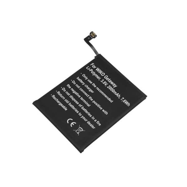 Batteri - AVIZAR - Wiko Getaway - Li-Polymer 3,8V - 2000mAh - Hurtig udskiftning Svart