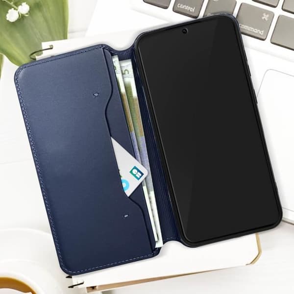 Suojakuori Samsung Galaxy S24 Plus Double Pocket Flip Stand Function Night Blue Blå