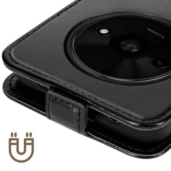 AVIZAR Vertical Flip Case til Xiaomi Redmi A3 - Sort - Halvstiv skal - Kortopbevaring Svart