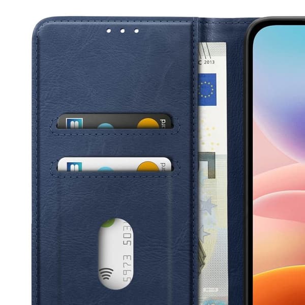 Redmi 17 Chesterfield -lompakkoasu, jossa on videotuki, syvän sininen Blå