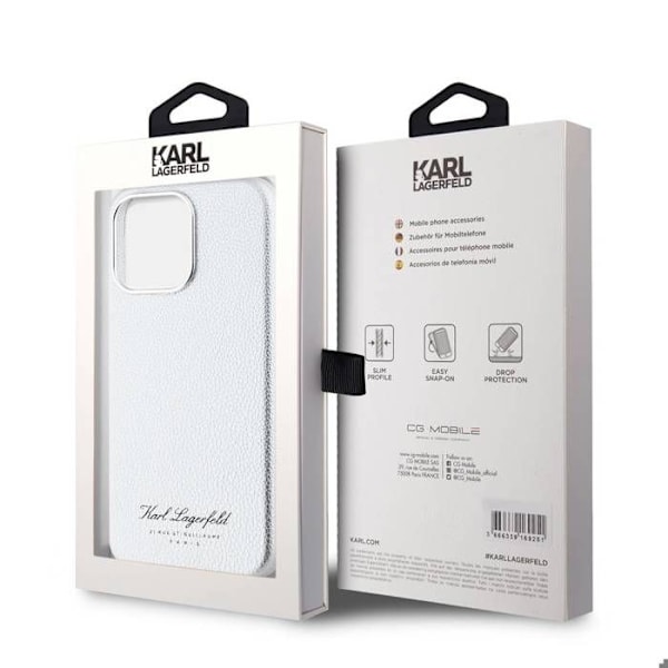 Coque til iPhone 15 Pro Max Hotel RSG Tekstureret Grained Elegant Karl Lagerfeld Sølv Grå