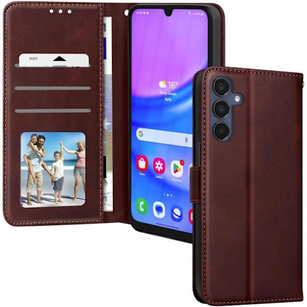 Fodral till Samsung Galaxy A16 Handledsrem Flip Wallet Stand Brun kastanj