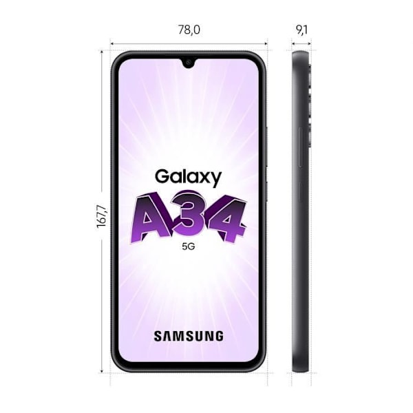 SAMSUNG Galaxy A34 5G Graphite 128 Gt Svart