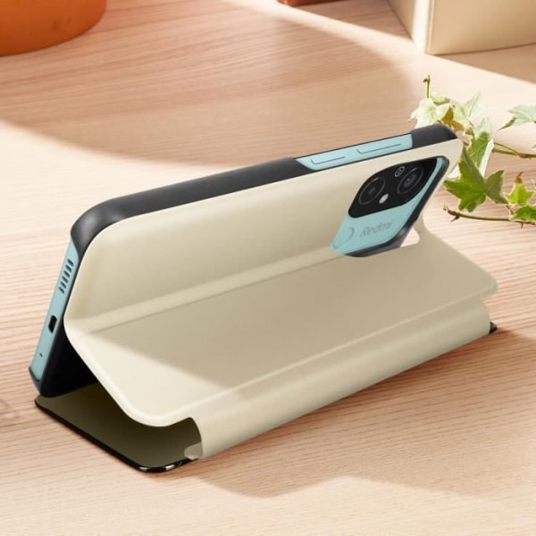 AVIZAR Clear View-etui til Xiaomi Redmi 12C - Gul hård skal - Mirror Flip Video Support Gul