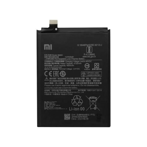Internt batteri Xiaomi Mi 11T Lite 5G 4720mAh Original BM4W Svart