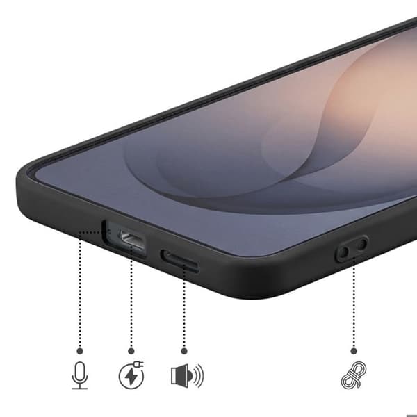 Silicone Soft-Touch Cover til Galaxy S26 med Sort Mikrofiberforing Svart