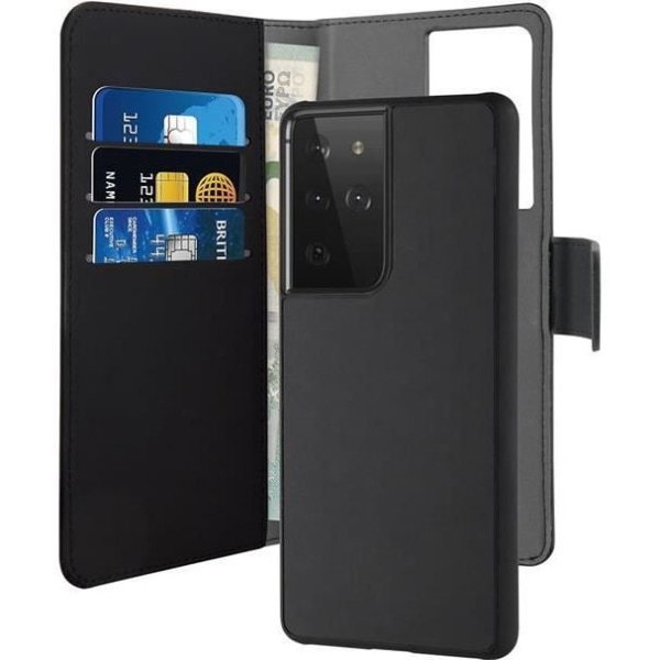 2 i 1 flip magnetiskt foliofodral för Samsung Galaxy S21 Ultra 5G BigBen Connected Puro Black