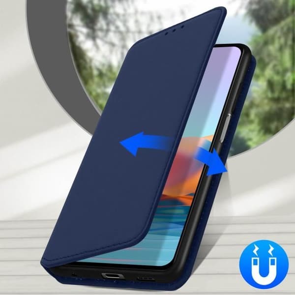 Hus - Xiaomi - Redmi Note 10 Pro - Øko-læder - Video-støtte - Kortlomme - Mørkeblå Midnattsblå