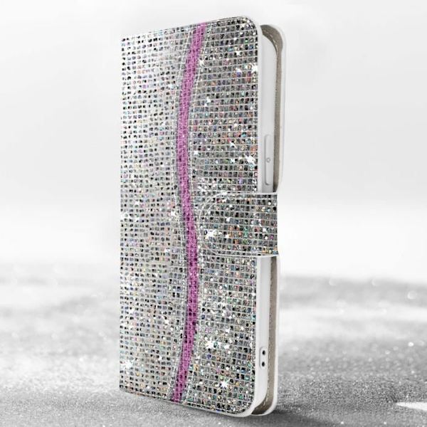 AVIZAR Glitter Disco Wallet iPhone 15 Fodral - Grå - Video Support - Flip Grå