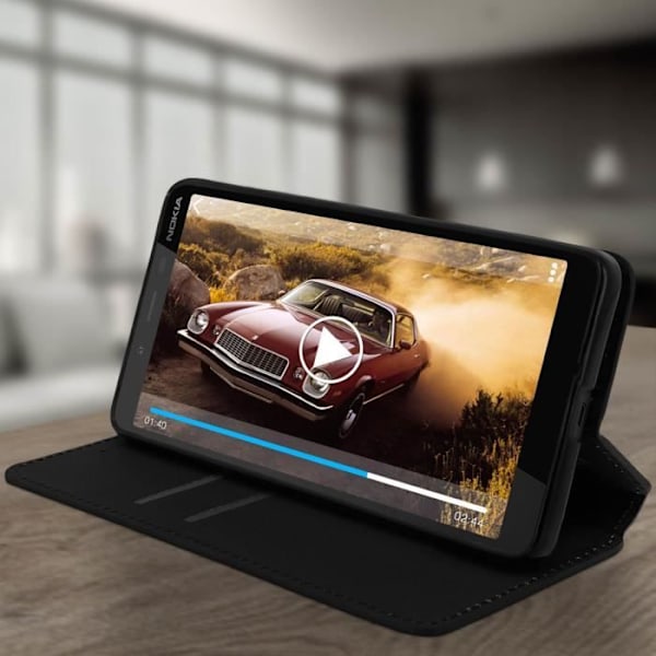 Hus - AVIZAR - Nokia 1 Plus - Folio Plånbok - Ekoleder - Svart Svart