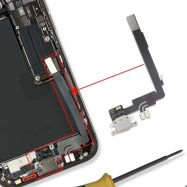 Ladeconnector til iPhone 16 Pro Max Reparation af USB-C og Micro Grå Grå