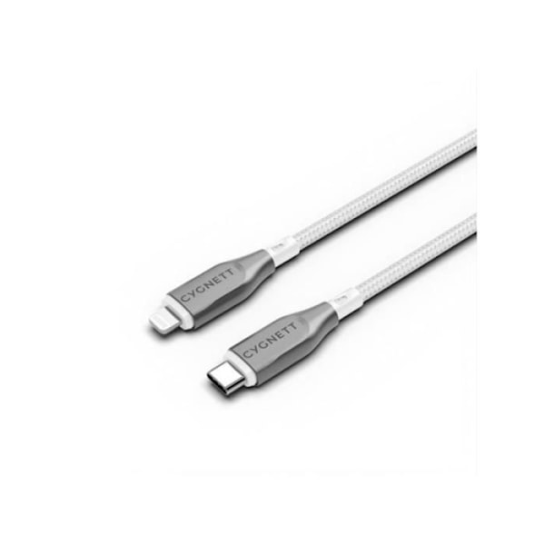 Lightning-kaapeli USB-C 30W Armoured Sarja Lataus ja Synkronointi 2m CYGNETT Valkoinen