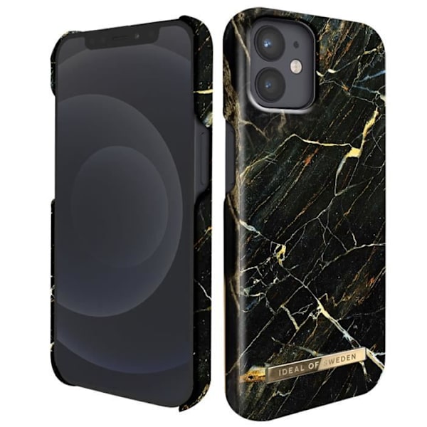 Cover til iPhone 12 Mini Marbled Luxury Ultra tynd Port Laurent Marble iDeal of Sweden Sort / Guld