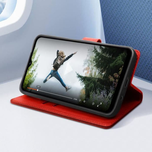 Kotelo Huawei P Smart 2019:lle ja Honor 10 Lite -lompakolle ja Stand Red Röd
