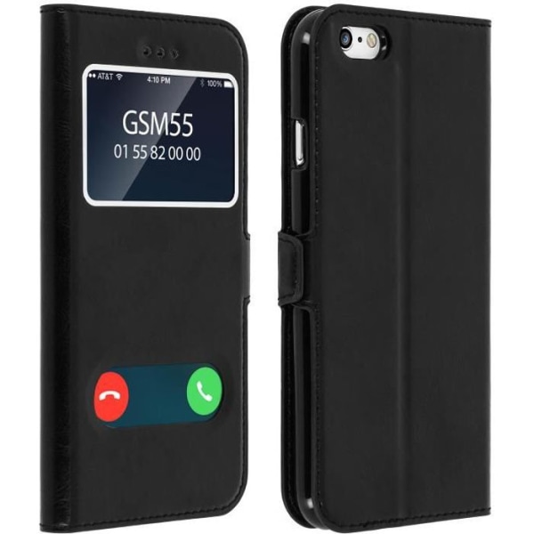 iPhone 6/iPhone 6S-etui - MÆRKE - Klapetui - Øko-læder - Sort - Støttefunktion Svart