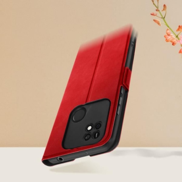 Xiaomi Redmi 10A etui Multifunktion Flip Dobbelt magnetlås rød