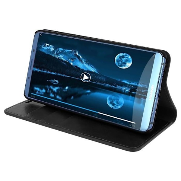 Etui - Huawei - Mate 10 Pro - Aito nahka - Lompakko - Videotuki-toiminto Svart