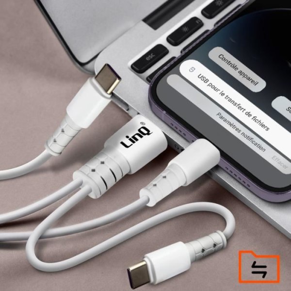 USB-A / USB-C-USB-C ja Lightning-virransyöttökaapeli 60 W 1,2 metrin LinQ