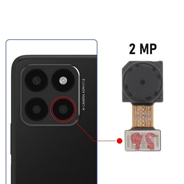 Takakamera - RELIFE - Honor 70 Lite ja X6 - 2 megapikselin syvyysanturi - musta Svart