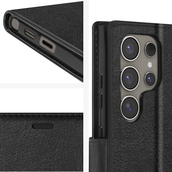 Taske til Samsung S24 Ultra - MAYAXESS - Pungholderfunktion og håndledsrem - Sort Svart