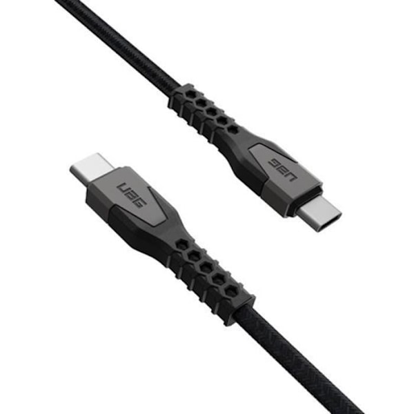 USB-C / USB-C 60W Kevlar-kestävä lataus- ja siirtokaapeli 1.5m UAG Musta / Hopea Svart