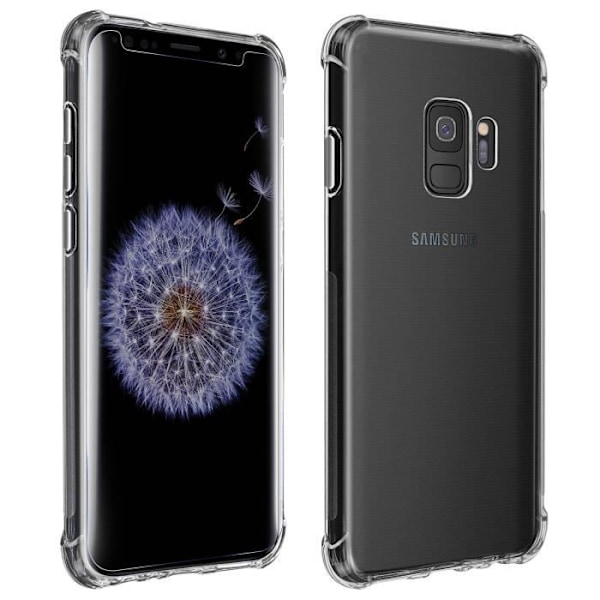 Beskyttelsespakke til Samsung Galaxy S9 blødt etui + gennemsigtig hærdet glasfilm