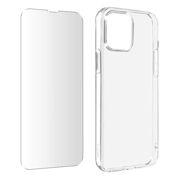 AVIZAR iPhone 13 fodral - Transparent mjuk silikon - 9H härdat glasfilm Vit