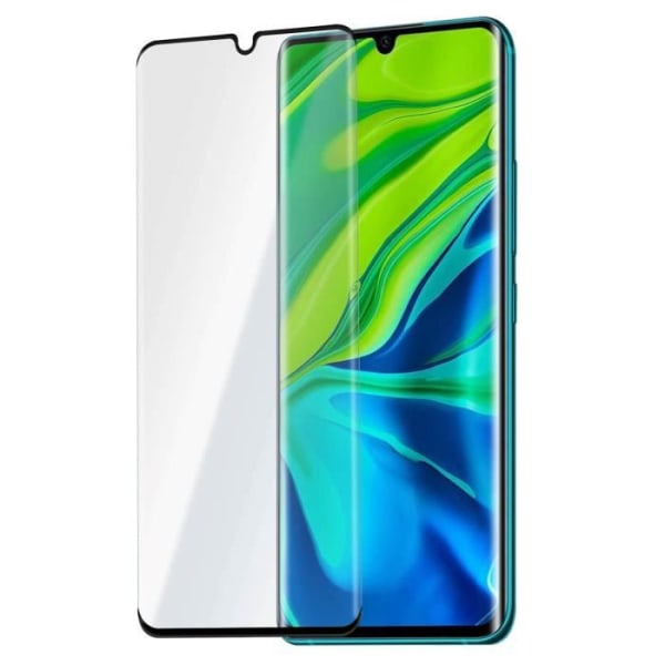 Xiaomi Mi Note 10 Skärmfilm av härdat glas 9H - Transparent svart kontur Vit