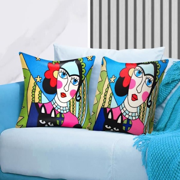 2 kpl 45x45 cm brodeerattuja tyynyliinoja Art Phantura Flerfärgad