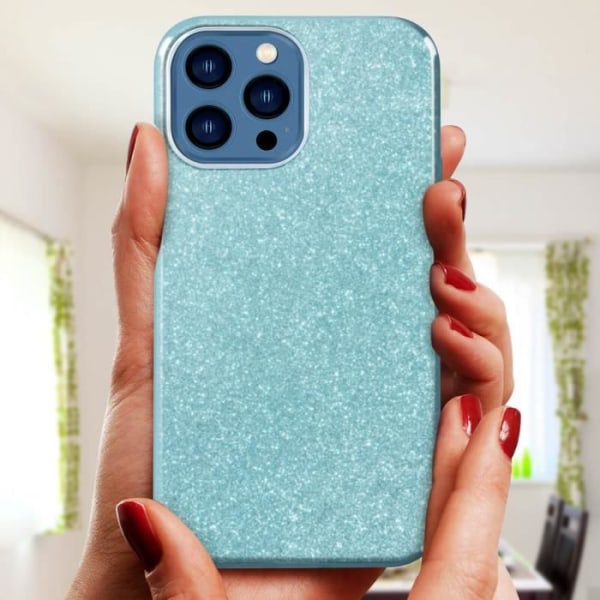 iPhone 13 Pro Max Glitter Avtagbart halvstyvt silikonfodral Blå Blå