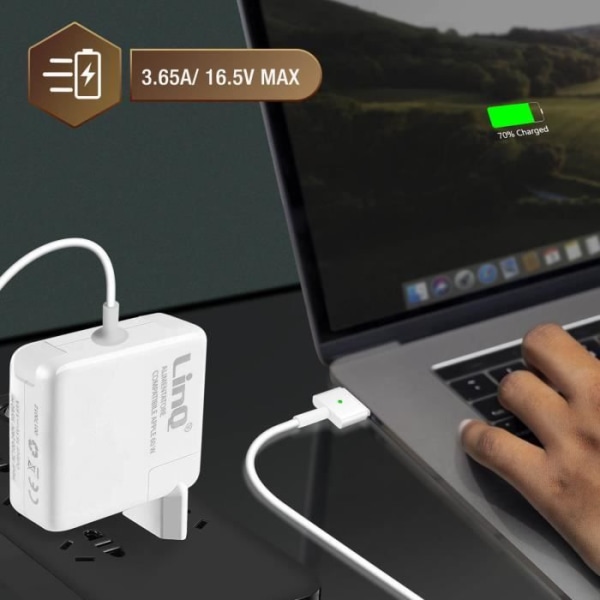 MagSafe 2 MacBook / MacBook Pro 13'' 60 W nopea seinälaturi A2-60 LinQ valkoinen