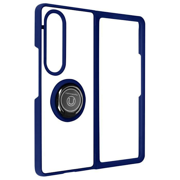 Coque för Galaxy Z Fold 4 - AVIZAR - Bi-material - Metallring - Videostöd - Blå