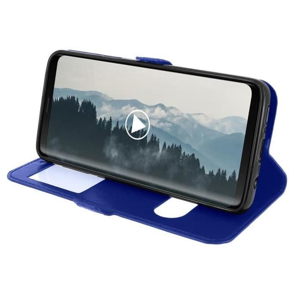 Cover - Samsung - Galaxy S9 - Eco-leather - Soft - 2x Windows Blå