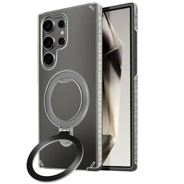 Coque MagSafe för Samsung Galaxy S24 Ultra Stöttålig Fällbart Stöd Svart Svart