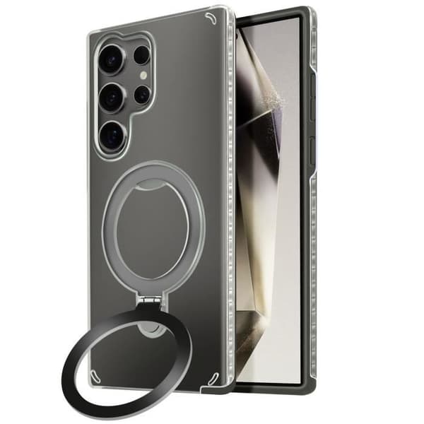 Coque MagSafe - Samsung - Galaxy S24 Ultra - Stöttålig - Fällbart Stöd - Svart Svart
