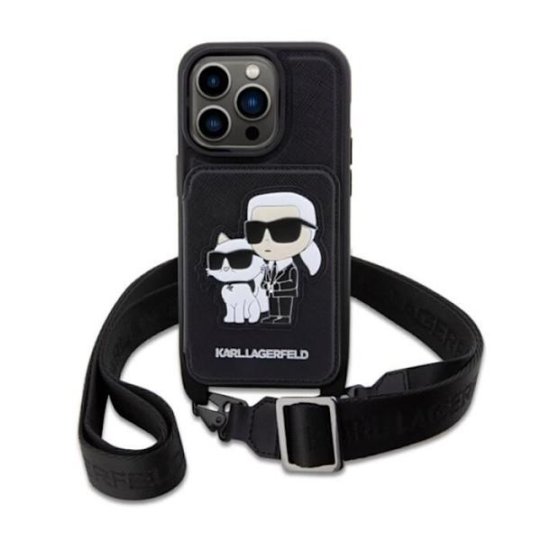 Karl Lagerfeld Crossbody NFT Saffiano Karl -amp Choupette - Etui til iPhone 14 Pro Max (sort) - 3666339123291