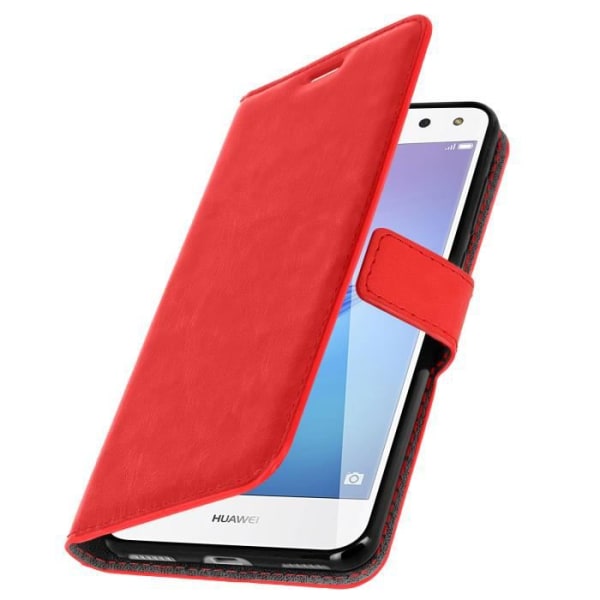 Huawei Y6 2017 Folio Wallet Case Cover Stand Funktion - Rød